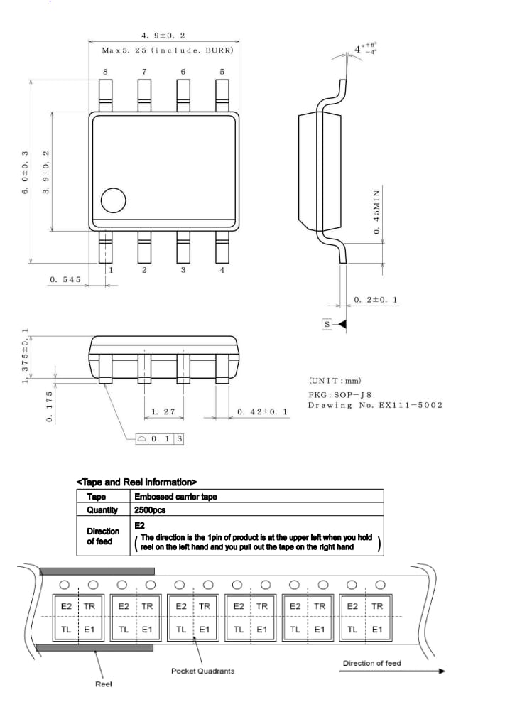 Technische Zeichnung - ROHM Semiconductor BM2LC120FJ-C Automotive-IPD-Zweikanal-Low-Side-Schalter